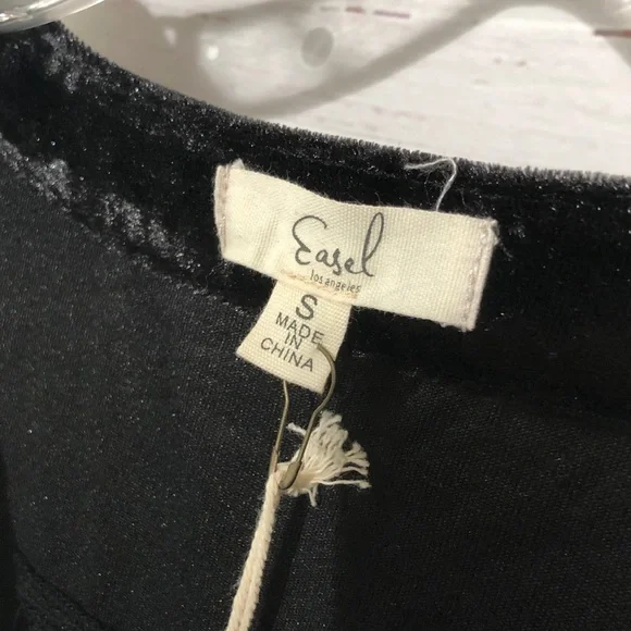 Easel Black Long Sleeve Velvet Velour Holiday Dress XL NWT w pockets - Picture 3 of 16